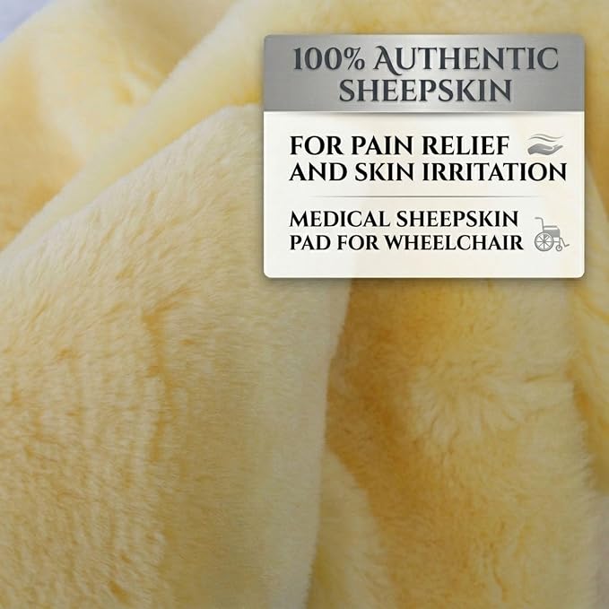 Natural Sheepskin for Bed Sores and Skin Irritation | 100% Real Medical Sheepskins with Non-Slip Back for Pain Relief and Discomfort, Wool Seat Pad, Natural, 17 in. x 17 in.