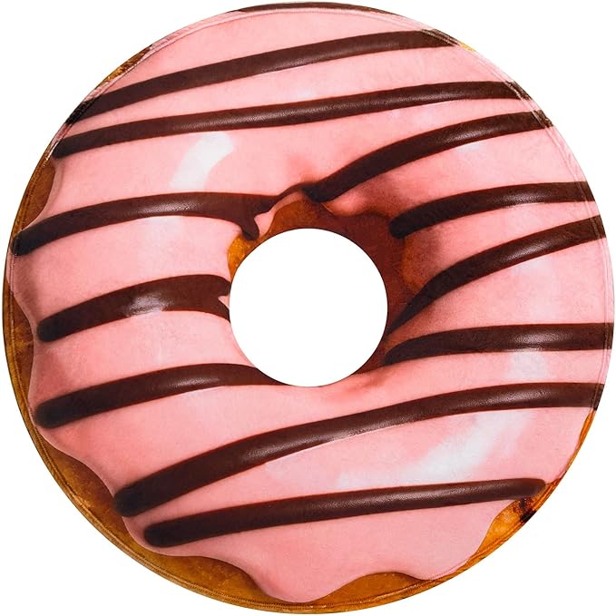 Vessia Pink and Brown Donuts Printed Throw Blanket, Realistic Funny Food Blanket for Adults and Kids, 300GSM Soft Throw for Couch, Sofa, Bed, Nice Home Decor for All Seasons, 60 inches