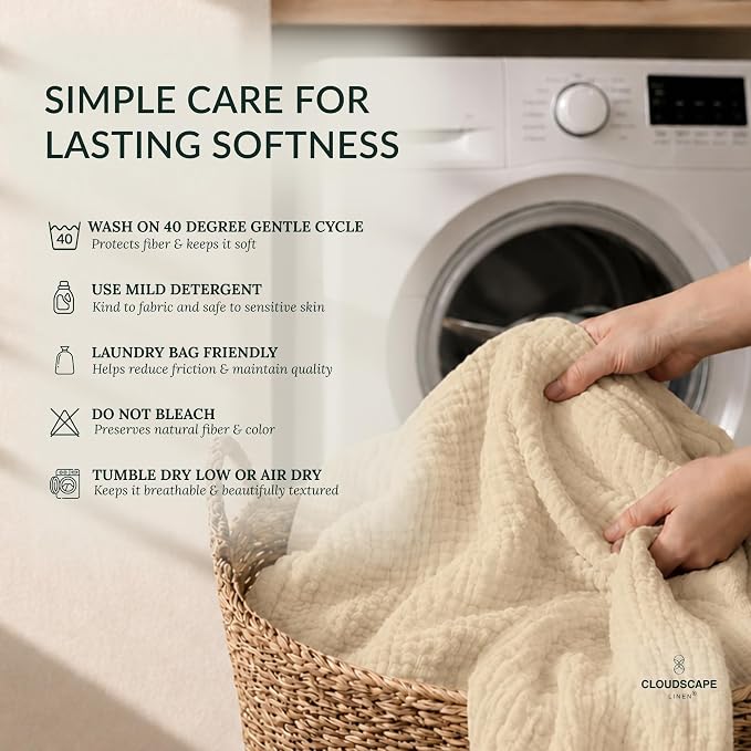 CLOUDSCAPE 4 Layer Muslin Blanket for Adults - 100% Cotton Throw Blanket - 50"x70" Oversized Gauze Throw for Sofa, Couch - Soft Lightweight Breathable Muslin Cotton Throws for Summer - Fog