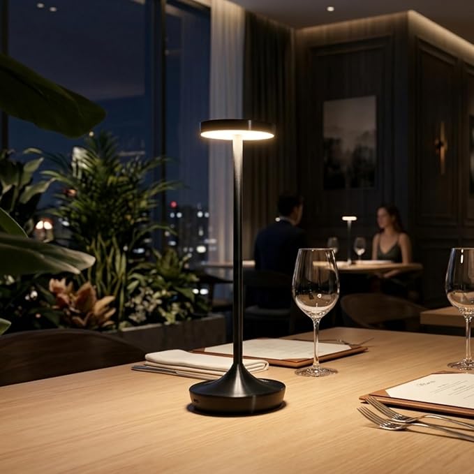 Cordless Table Lamp Rechargeable - 6000mAh LED Battery Operated Table Light - Portable Touch Dimmable Outdoor Waterproof Table Lamps for Patio Restaurant Dining (2 Black)