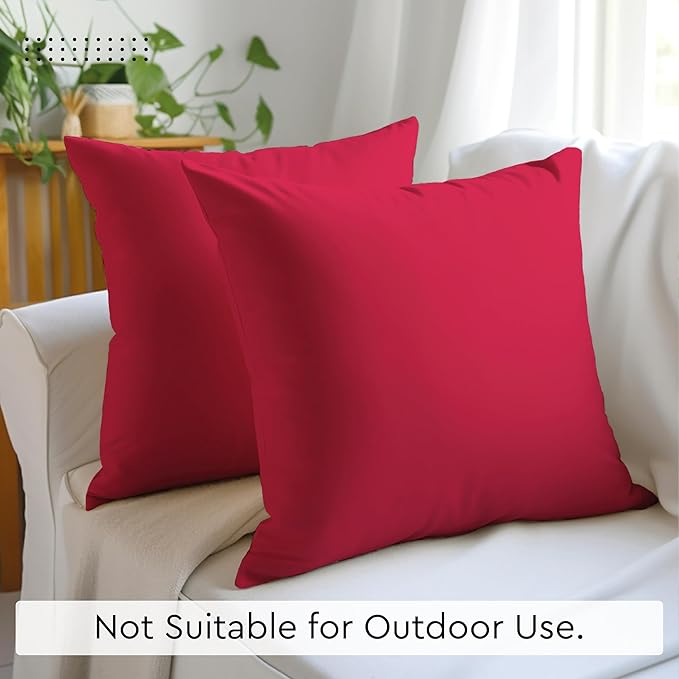 Encasa XO Throw Pillow Covers 16x16 in Set of 2 Hot Pink | No Inserts | Cotton Pillow Covers for Living Room, Bed, Sofa, Couch | Decorative Cushion Covers with Improved Zipper