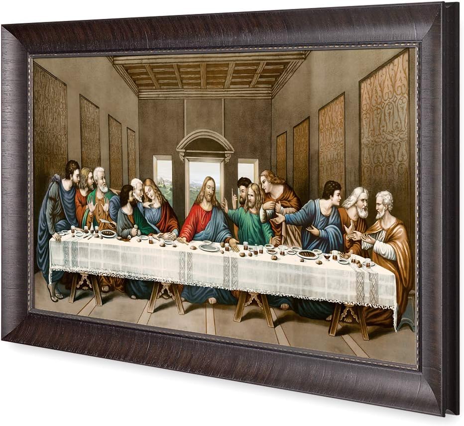 DECORARTS - The Last Supper by Leonardo da Vinci. Oil Painting Reproduction, Giclee Print on Canvas. Ready to Hang Framed Wall Art for Home and Office Decor. Total Size w/Frame: 34x20