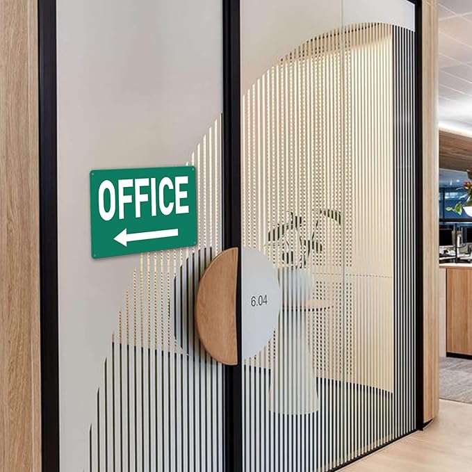 Custom Metal Office Sign for Doors - 'Meeting' with Left Arrow - 8 x 12 In