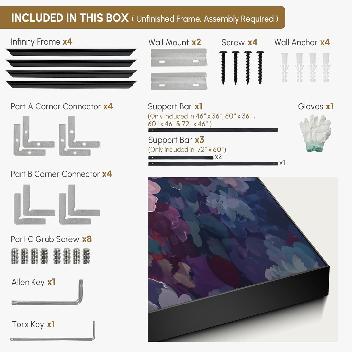 SIGNWIN 46"x60" Extra Large Framed Wall Art Bold Peony Bloom in Colorful Impressionist Style, Lush Floral for Home Living Room Bedroom Decor (Frame Assembly Required)