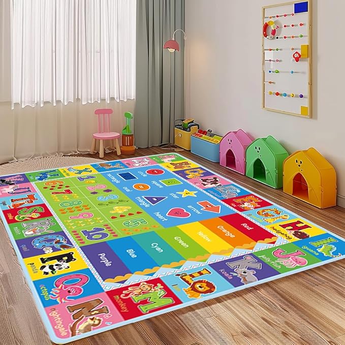 ABC Carpet,Kids Carpet for Playroom, Classroom Floor Play Mat for Kids,Preschool Rugs wtih ABC, Numbers, Animals, Extra Large Thick (59X39.4 Inch)