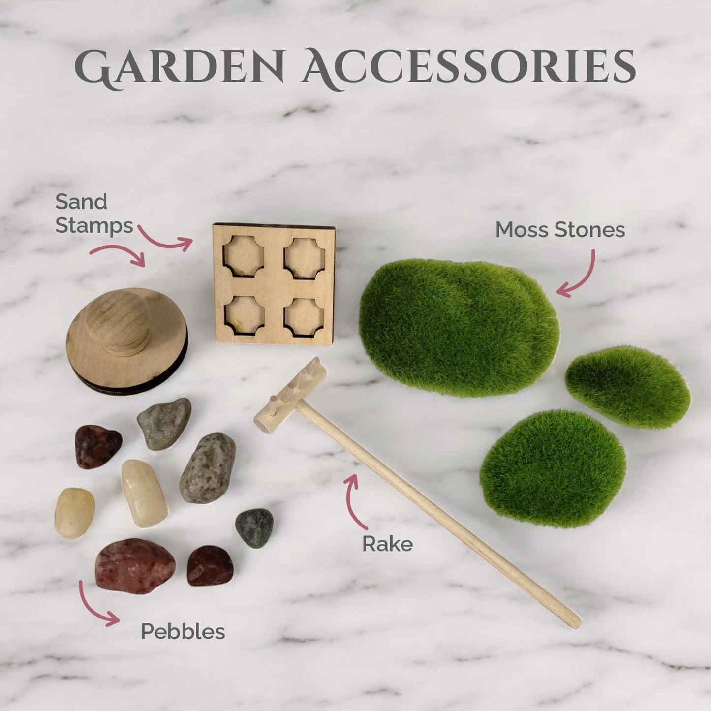 Wooden Stackable Zen Garden | Desert Luxe Sand with Rake & Accessories | Minimalist Decor Gift for Relaxation