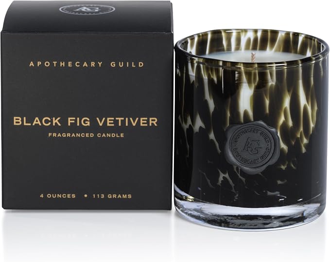 Zodax Apothecary Guild Scented Opal Glass Jar Candle in Gift Box - 4 oz - Black Fig Vetiver