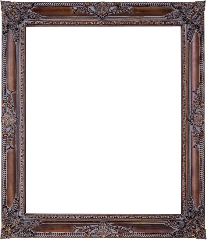 ArtXO Ornate Wooden Brown Gold Picture frames,20x24 Picture Frame Wood for Photo Frame,Canvas Frames,Art Panels Frame,Paintings,Artwork,Corner Ornaments Gold Frames,20x24 Frame without Acrylic Glass and Backing