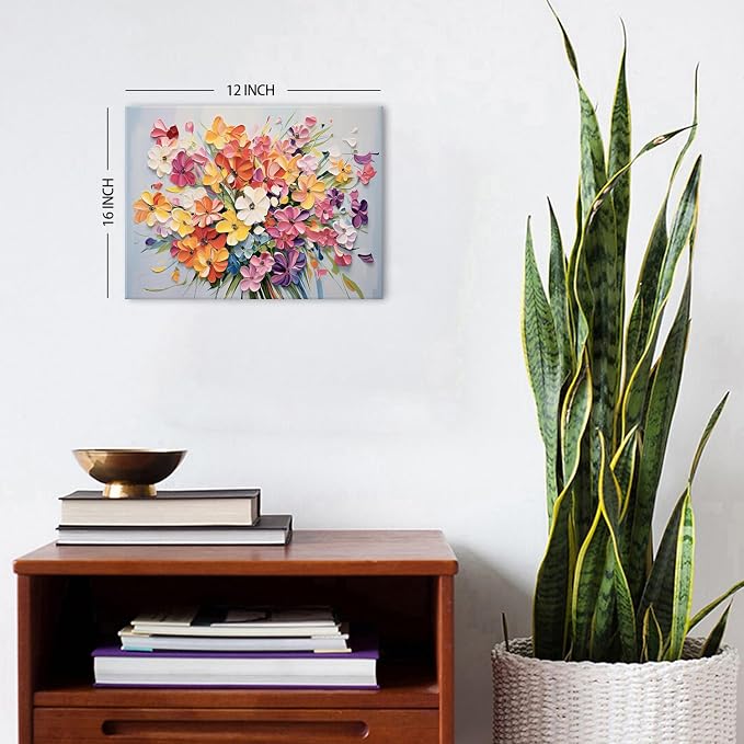Daisy Flower Canvas Wall Art Watercolor Floral Picture Wall Decor for Bedroom Abstract Wildflower Texture Print Painting Colorful Nature Botanical Poster Modern Artwork Bathroom Home Decoration 12x16”