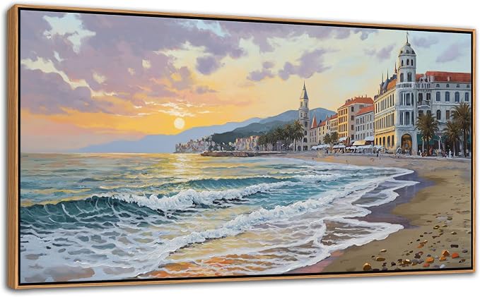 YDYSUNE Beach Wall Art Canvas for Painting Retro Ocean Wall Decor Sunset Coastal Painting Seaside Artwork for Living Room,Bedroom,Office,Dinning Decoration Size 20x40 Inches