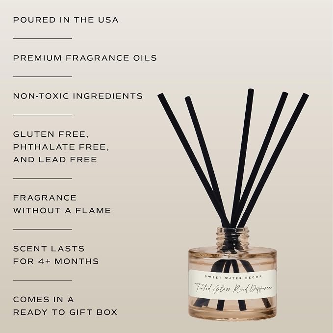 Sweet Water Decor Pumpkin Spice Reed Diffuser, Autumn Scented Premium Fragrance, Long-Lasting Air-Freshener for Home, Bathroom & Bedroom, Cozy Fall Gift for Women, Non-Toxic Oil, Lasts 4+ Months