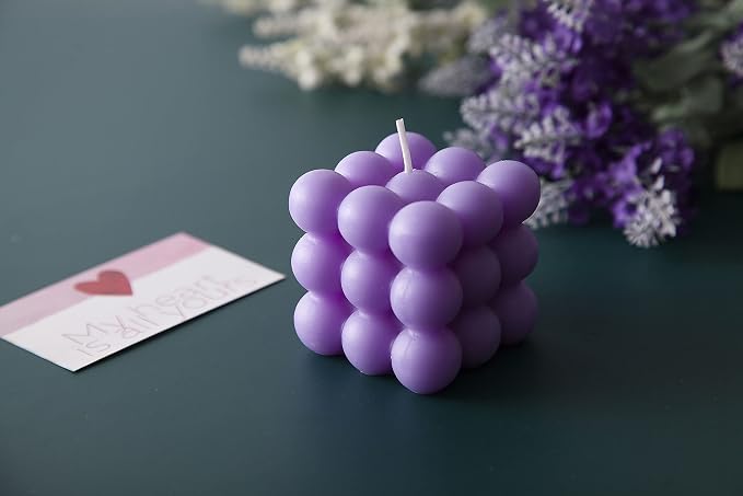 Bubble Candle - Cube Soy Wax Candles, Home Decor Candle, Scented Candle Set 1 Pieces, Home Use and Gifting (Purple) Christmas Gifts