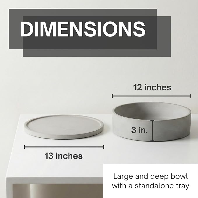 Simon Brothers Large Concrete Fruit Bowl – Modern Decorative Bowl for Kitchen Counter, Dining Table & Entryway Decor