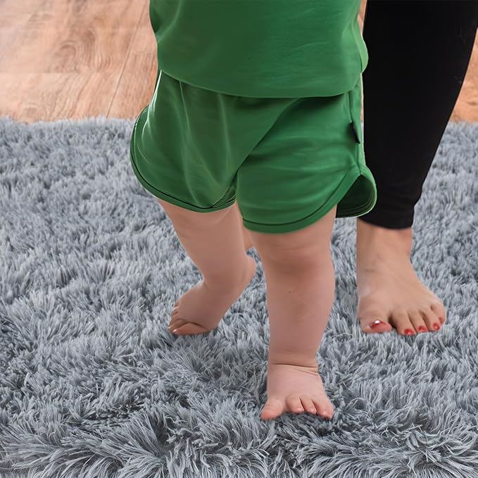 Soft Runner Rugs for Bedroom Hallways, 2 Packs 2x4 Grey Fluffy Shag Throw Area Rug Non Slip for Bedside Dorm, Long Shaggy Furry Carpet for Nursery Living Room