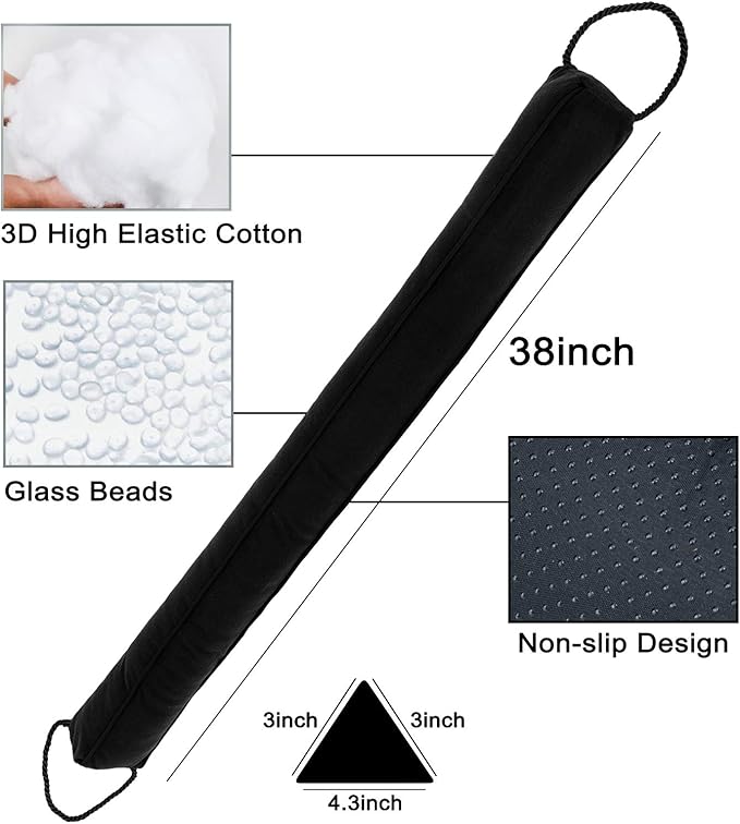 Sunolga 2 Pack 38 Inches Door Draft Stopper 2.2LB Under Door Noise Air Stopper, Sound Proof Draft Guard for Doors and Windows,Machine Washable, Black and Red