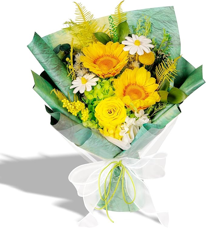 Bonsion Preserved Flowers Yellow Gifts for Women, Flower for Delivery, Preserved Sunflower Bouquets, Birthday Gifts for Grandma, Mothers Day Flowers for Wife