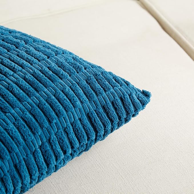 Fancy Homi 4 Packs Decorative Throw Pillow Covers for Living Room Couch Bed, Modern Farmhouse Boho Home Décor Accent Cushion Case, 18" x 18" (Pack of 4), Teal