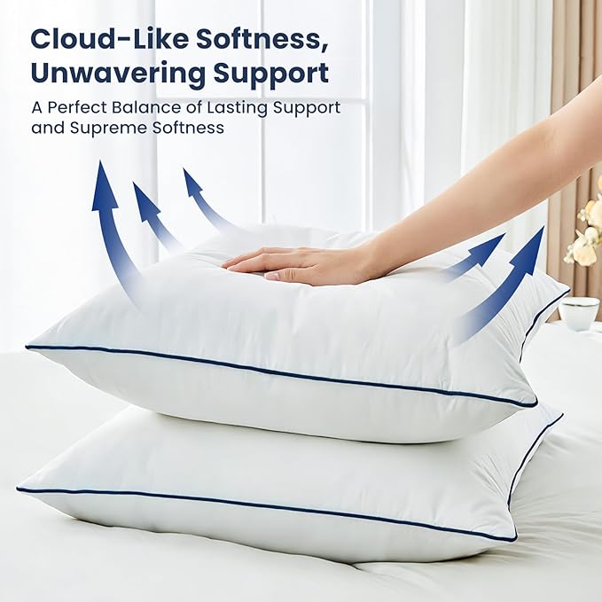 Down Pillow Inserts 20x20, Set of 2, 100% Goose Down Feather Throw Pillows Inserts, Triple-Layer Downproof, Decorative Pillow Insert with Soft Cotton Cover for Couch,Sofa,Bed,Living Room