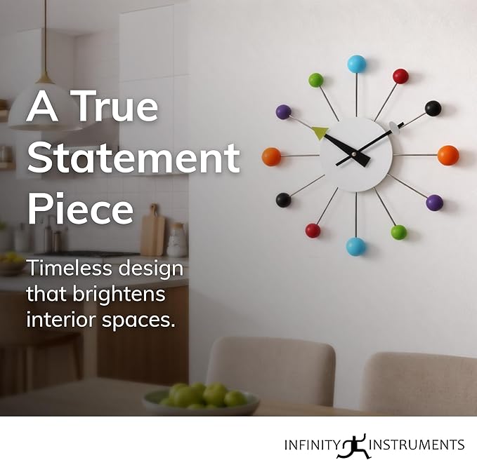 Infinity Instruments LTD. Orb Spoke Starburst Wall Clock, Rainbow, 15"