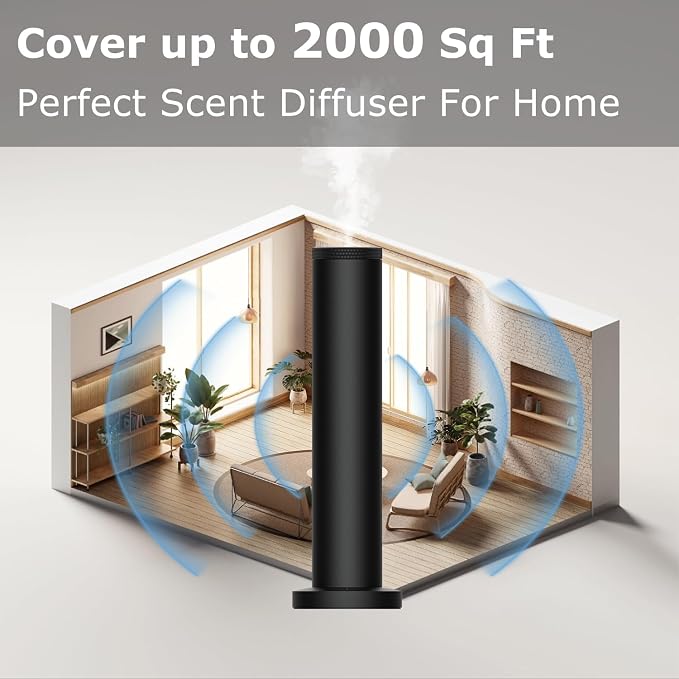 Wireless Hotel Scent Diffuser Starter Kit- Cordless Rechargeable Diffuser for Whole House - Hotel Scents Collection - App Control Waterless Essential Oil Diffuser for Large Room, Studio, Office(Black)
