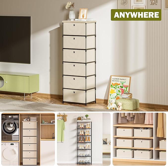 LUKYTOWER Fabric Storage Drawers Dresser and Chest of Drawers, Small Dresser with Drawers Unit, Sturdy Fabric Storage Bin Organizer for Closet