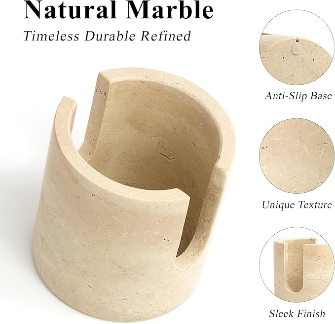 Natural Marble Sponge Holder, Sink Caddy for Kitchen Counter, Marble Decor Dish Sponge Holder with Anti-Slip Pad for Kitchen Sink Countertop, Fast Drying Rack, Sponge Caddy - Travertine