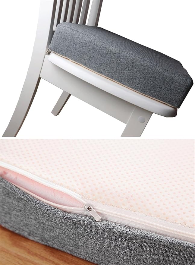 Reyox Thicken Cotton Linen Chair Cushion, Non Slip Seat Cushion for Recliners, Armchairs 2" Thick Round Brown 18" x 18"