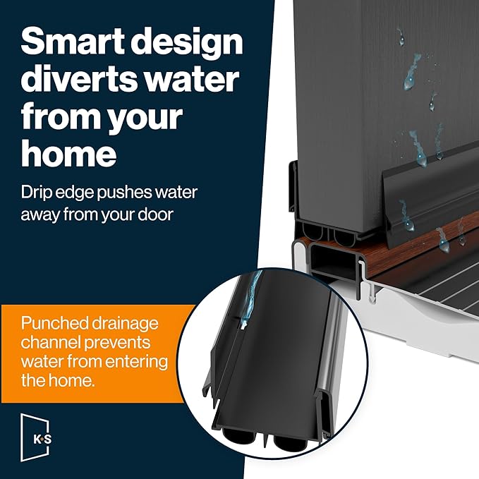 New: KS Hardware, Patent Pending, Adjustable Double Bubble Door Sweep, Draft Stopper, Under Door Seal for Exterior Doors, 1 3/4" x 42" (Black 42 inch)