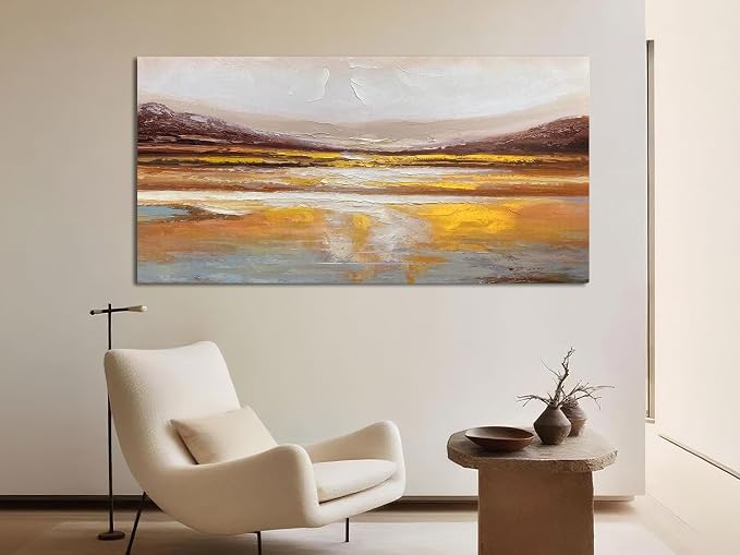 Ardemy Abstract Wall Art Canvas Texture Strokes Extra Large 58"x29"- Aesthetics Painting for Home Office Warm Earth Tone Soft Artwork Framed Picture Bedroom Living Room Kitchen Dining Room Wall Decor