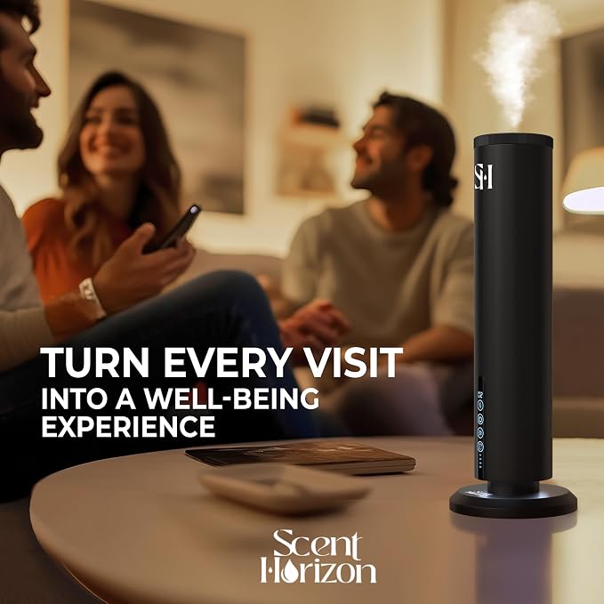 Hotel Waterless Scent Diffuser for Home Large Room - Tower Design 2026 with Rechargeable Battery, Oil Diffusers for Home, Hotel Aroma Oil Diffuser, Luxury ColdAir Home Diffuser set 3x15ml Diffuser Oil
