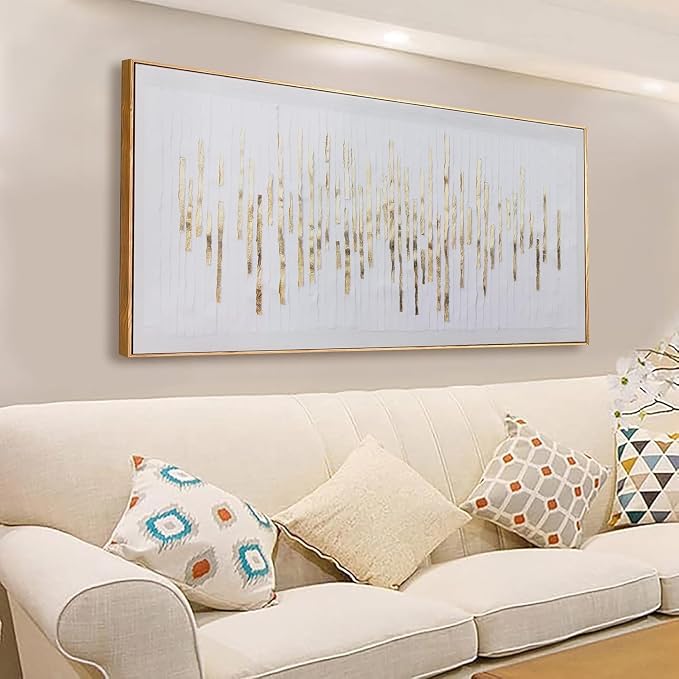 Canvas Wall Art Decor Abstract Canvas Art Wall Decor Large Wall Art for Living Rroom Modern Abstract Wall Art Prints White Gold Wall Art Decorations Artwork for Walls Bedroom Office Decor 29" x 58"