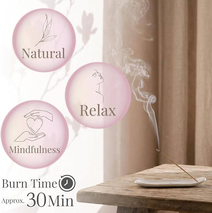 Magnolia Premium Japanese Incense Sticks 60sticks Coreless Low Smoke Natural Charcoal Free Non Toxic Temple Kyoto Aroma Aromatherapy Meditation Calming Stress Relief Relaxation Yoga Zen TOMORI