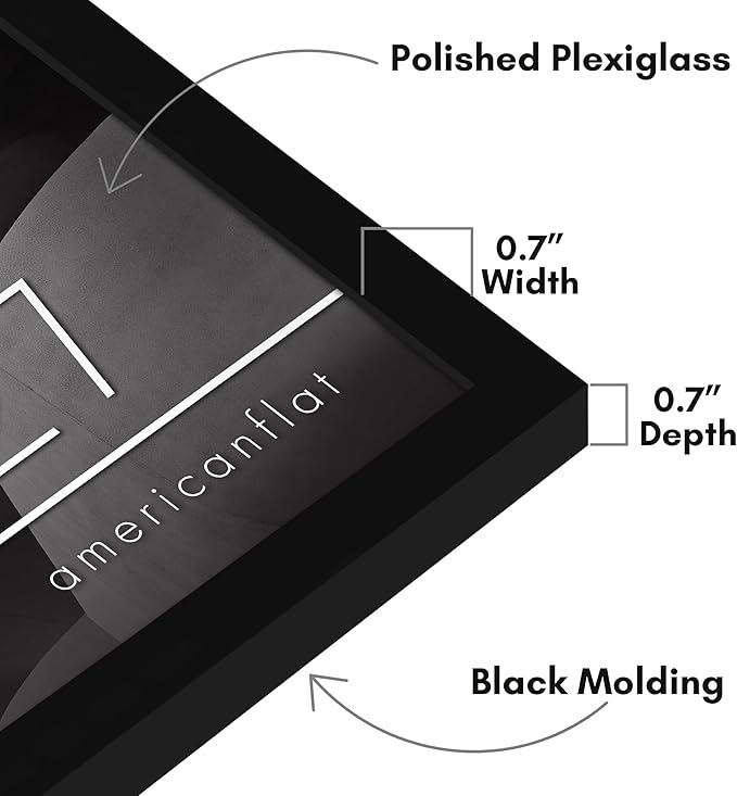 Americanflat 20x27 Picture Frame with Polished Plexiglass - Streamline Collection - Thin Border Picture Frame for Wall Display - Hanging Hardware Included - Black