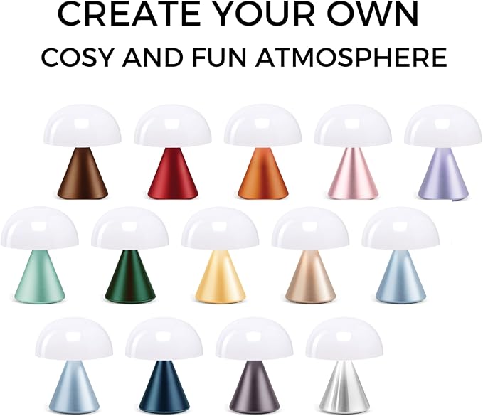 Lexon Mina Small Mushroom Lamp - LED Portable Bedside Light for Bedrooms, Kids & Nursery - Rechargeable with 12h Autonomy & Memory Dimmer, Aluminum - Bronze