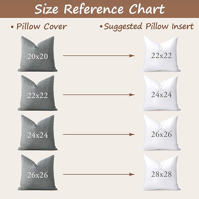 Artscope 24x24 Outdoor Pillow Inserts, Synthetic Down Waterproof Throw Pillow Inserts (Pack of 2), Decorative Outdoor Pillows for Couch Sofa Bed Patio Furniture