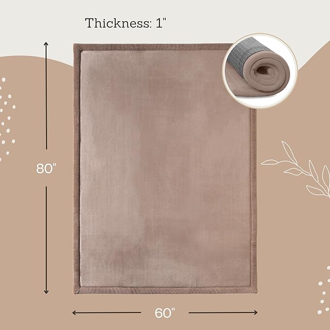 Hakuna Matte CloudSoft Baby Play Mat for Floor 60" x 80" Brown – Coral Velvet Memory Foam Rug for Crawling & Cozy Play – Non-Slip, Water-Resistant, Easy-CareTummy Time Mat, Playmat for Playpen