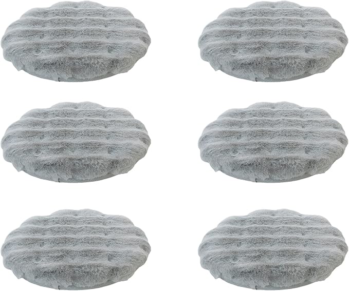 Lifup 6 Pack Round Chair Pads Memory Foam Seat Cushion Soft Cozy Plush Non Slip Thick Pad with Ties and Removable Cover for Dining Room, Office Grey 14 x 14 Inch