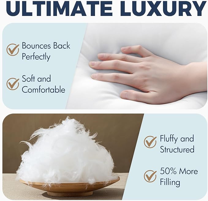 MIULEE 22x22 Pillow Inserts, Fluffy Down Alternative Filling Pack of 2 Ultra Soft Throw Pillows for Bed Sofa Couch