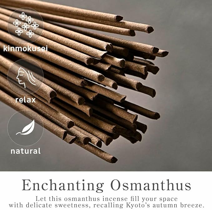 なごみ工房 Kyoto Osmanthus Incense Sticks - Japanese Temple Aroma, Ideal for Relaxation & Meditation, Approx. 60 Sticks (0.044 Pounds) - Premium Quality Incense for Spiritual & Home Use Nagomikobo