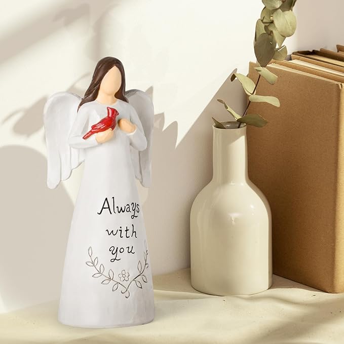 Cardinal Gifts for Women – Red Cardinal Decor Angel Figurine, Sympathy Gifts for Loss of Loved One, Memorial Gifts for Women, Bereavement Gifts Grief Resin Home Statue