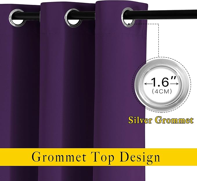 NICETOWN Blackout Curtains Drapery Panels - Window Treatment Royal Purple Blackout Curtains/Panels for Bedroom/Living Room Window, 84 inches Long, 2 Panel Set