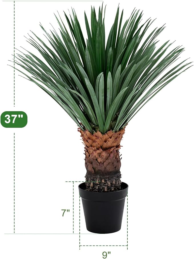 Artificial Agave Plant Black Pot 37 Inch Tall Faux Agave with Removable White Coating Realistic Fake Floor Plant Indoor Outdoor Front Porch Patio Doorstep Home Office Hotel Desert Style Decor