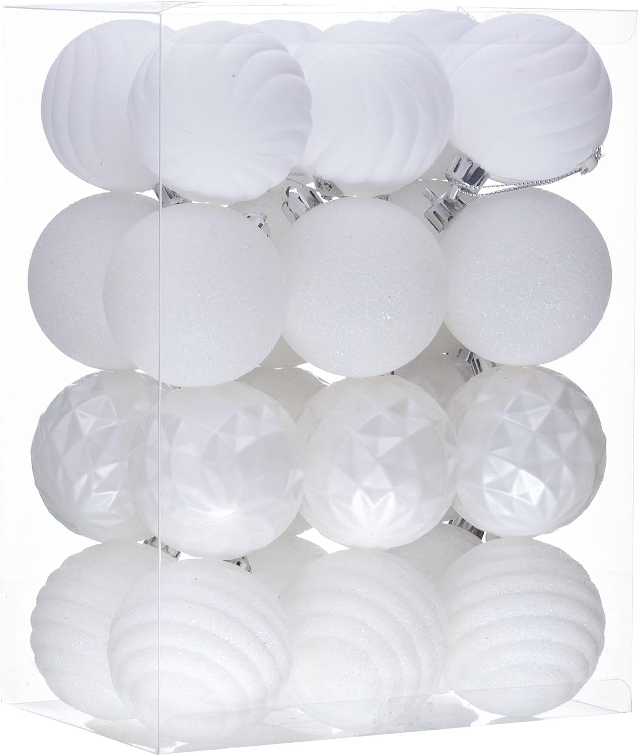 Valery Madelyn Christmas Ornaments Tree Decorations Set for Fall Halloween, 24ct White Shatterproof Ball Ornaments, 2.36" Hanging Ornament Bulk for Xmas Holiday Party Decor