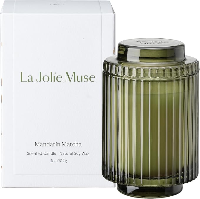 LA JOLIE MUSE Mandarin Matcha Scented Candle, Natural Soy Candles for Home Scented, Candle Gifts for Women&Men, Long Burning Luxury Jar Candle, 11oz