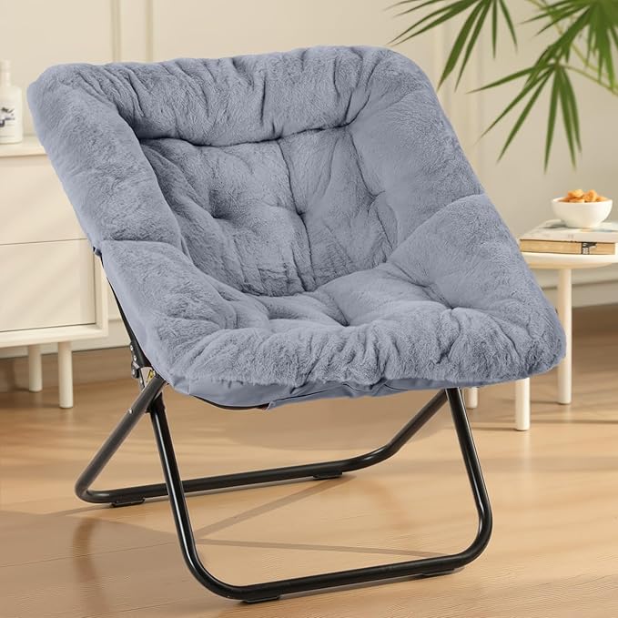 Sweetcrispy Comfy Chair for Adults, Foldable Living Room Chair, Soft Faux Fur Lounge for Bedroom Dorm Rooms, Comfortable Reading Chairs for Teens, X-Large