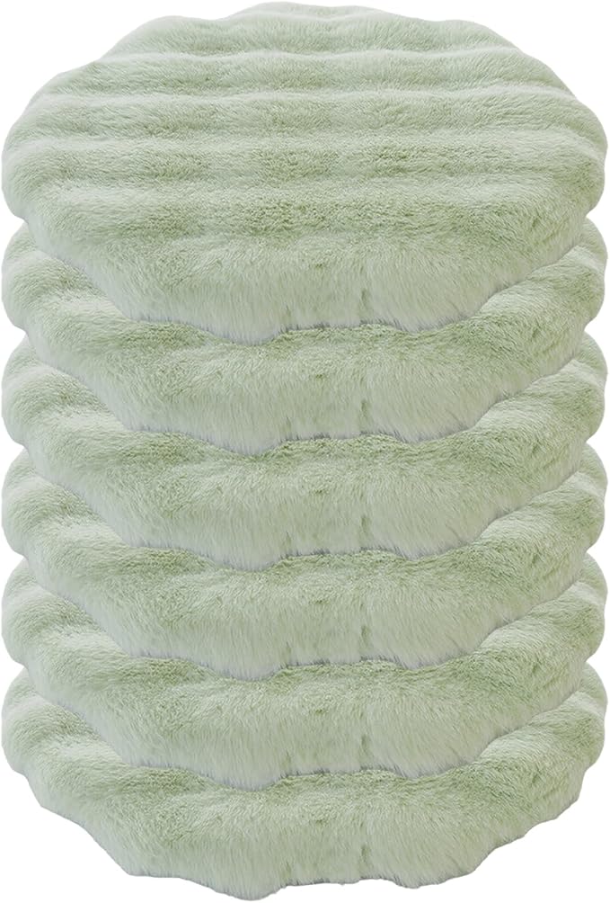 Lifup 6 Pack Round Chair Pads Memory Foam Seat Cushion Soft Cozy Plush Non Slip Thick Pad with Ties and Removable Cover for Dining Room, Office Green 16 x 16 Inch