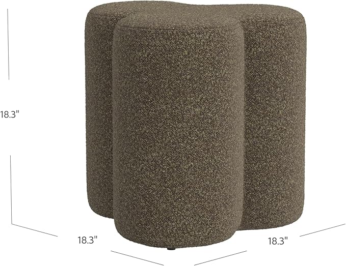 HomePop Upholstered Clover Shaped Ottoman|HomePop Home Décor|Foot Rest Ottoman - Dark Brown Boucle