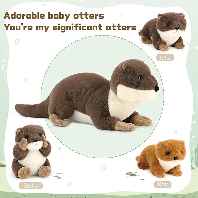 MaoGoLan 4pc River Otter Stuffed Animal with 3 Babies Inside-24in Giant Lifelike Soft Otter Plush Toys-Cuddly Wildlife Stuffed Animal for Kids