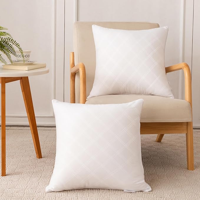 Oubonun 26x26 Throw Pillow Inserts Set of 2, White Square Interior Sofa Pillow Inserts, Decorative Pillow Insert Pair for Couch Bed Living Room