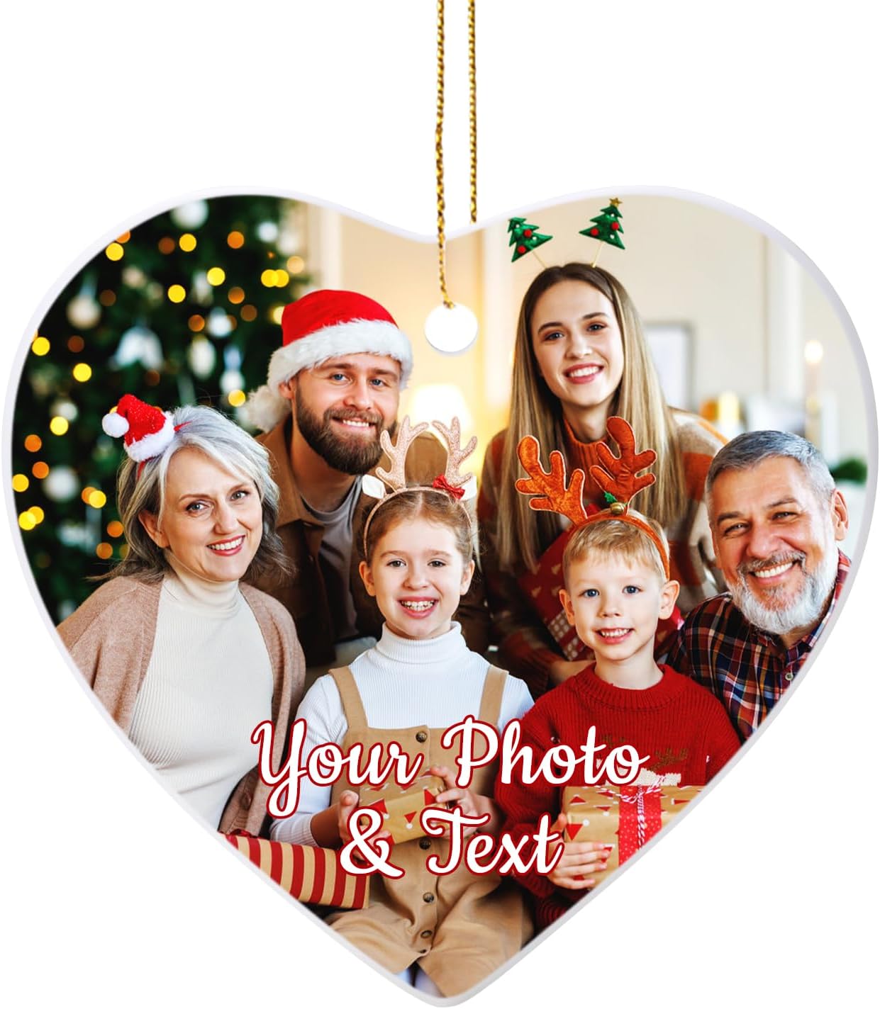 Personalized Christmas Ornaments 2025 Ceramic Custom Picture Text Hanging Ornament Customized Christmas Tree Decorations Keepsake Gift for Family Couples Xmas Tree Home Decor